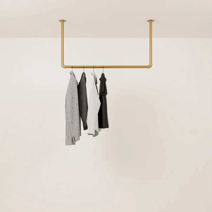 pamo. design Garderobenstange Kleiderstange HANG für Jacken, Mäntel & Kleidung, (Set, 1), goldene Garderobe für den Eingangsbereich mit niedrigen Decken – Bild 2