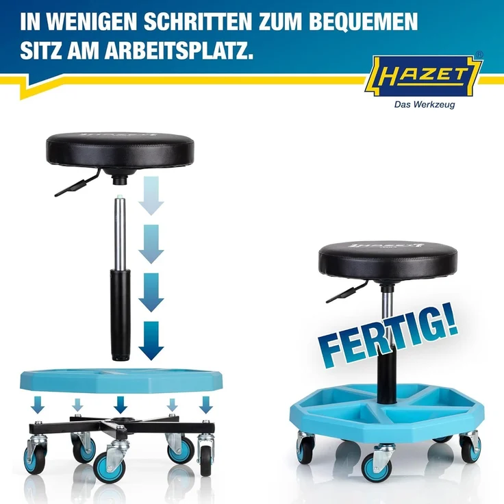 Drehhocker 195N-4 Vierkant-Rohrrahmen Sitz-H. 430-550mm HAZET "" – Bild 7