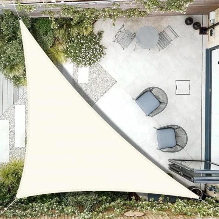 AXT SHADE Sonnensegel Wasserdicht Dreieck Rechtwinklig 3 x 3 x 4,25 m Wetterschutz Sonnenschutz PES Polyester mit UV Schutz für Terrasse Balkon Garten-Creme(Wir Machen Sondergrößen) – Bild 2