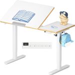 FLEXISPOT Kinderschreibtisch, Elektrisch Höhenverstellbarer Schreibtisch mit neigbarer Tischplatte, für Kinder ab 6 Jahren, mit LED-Höhenanzeige, 3 Speicherplätzen, Kindersicherung, 110x52 cm