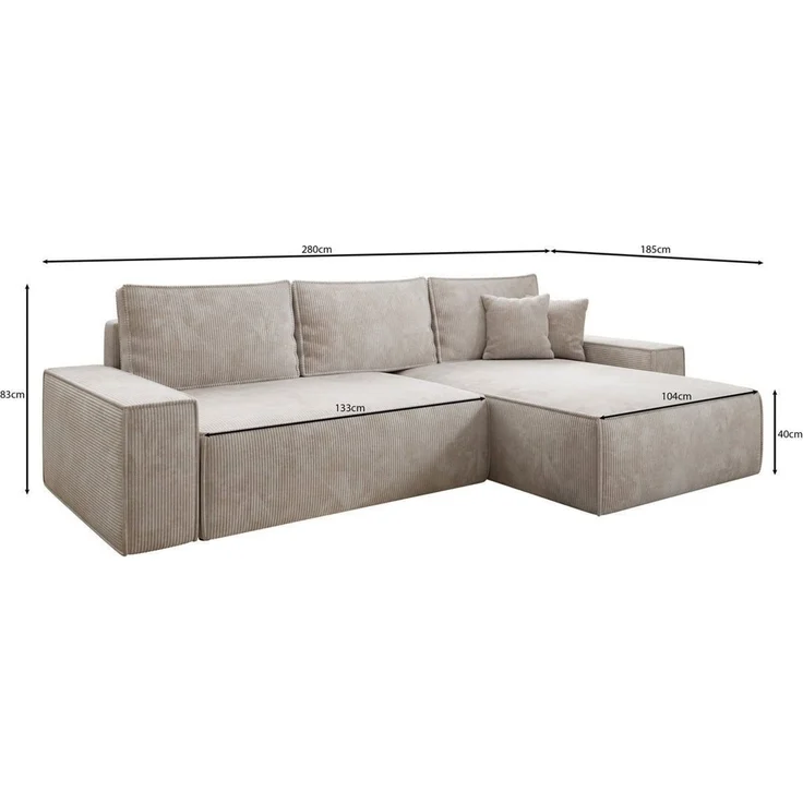 Luxusbetten24 Schlafsofa Designer Sofa Lunaro in Cord, mit Stauraum und Schlaffunktion – Bild 2