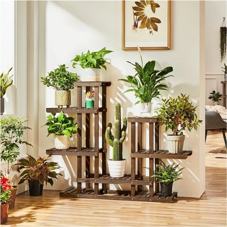Yaheetech Blumenständer, Pflanzenregal aus Holz – Bild 3