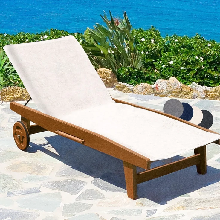 Beautissu Handtuch XL Frottee Handtuch für Sonnenliege Marbella, 70x200cm, Weiß, Premium Auflage Gartenliege Handtuch Strandtuch – 100% Baumwolle – Bild 1