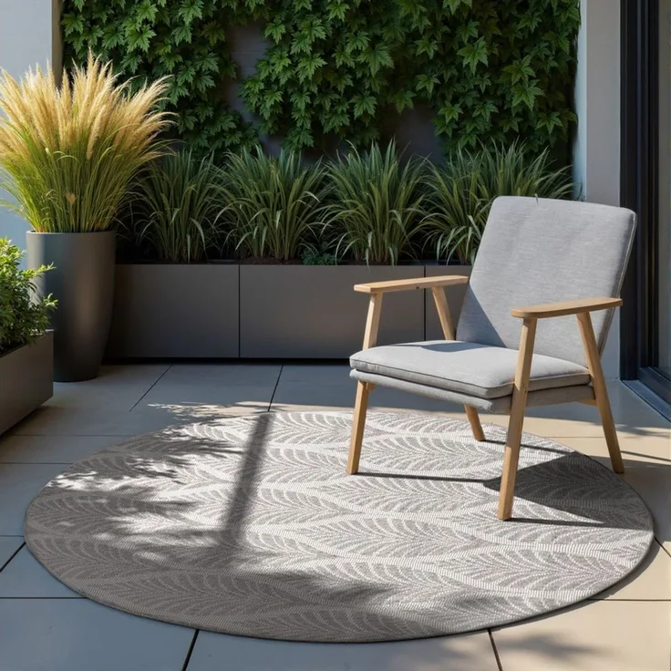 HANSE Home Outdoorteppich Liora Wendeteppich, rund, Höhe: 5 mm, In und Outdoor, Flachgewebe, wetterfest, pflegeleicht, robust