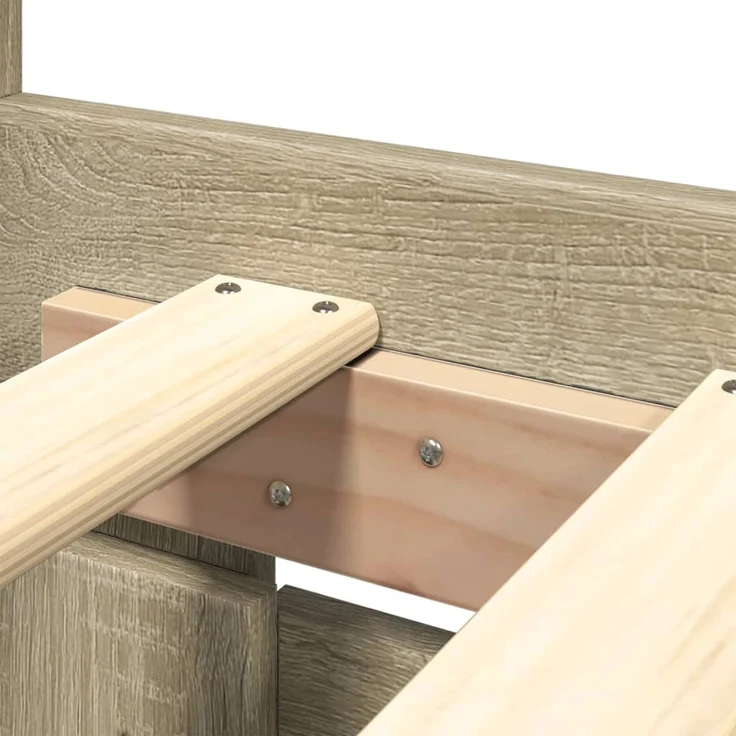 vidaXL Bettgestell mit Kopfteil Sonoma-Eiche 200x200 cm Holzwerkstoff 3295536 – Bild 9