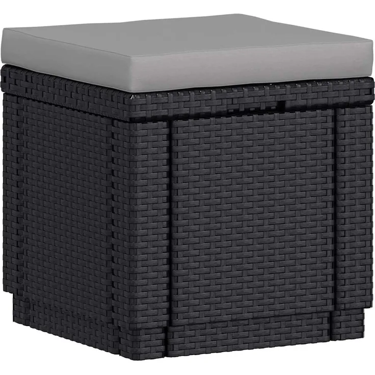 Keter Sitzwürfel mit Stauraum und Kissen Graphitgrau 408951