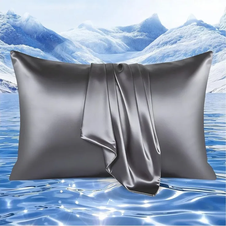 Elegear Kissenbezug Kühlender Kissenbezug 40x80/50x80 cm kopfkissenbezug Q-Max>0,5, Kissenbezüge mit Arc-Chill 3.0 Technologie, Maschinenwaschbar, grau