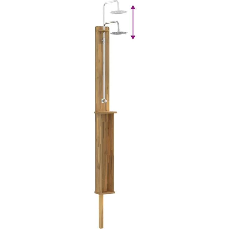 vidaXL Gartendusche 257 cm Massives Akazienholz und Edelstahl Weiß 903121 – Bild 8