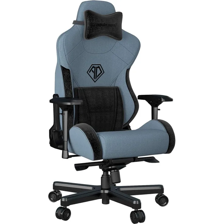 Anda Seat T-Pro 2 Gaming Stuhl Blau - Premium Stoff Gaming Chair, Ergonomischer Bürostuhl mit Unterstützung der Lendenwirbelsäule und Kissen - Gamer Stuhl für Erwachsene und Jugendliche