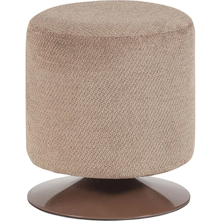 Polsterhocker Islen - Bouclé-Stoff Braun, mit Drehfuß