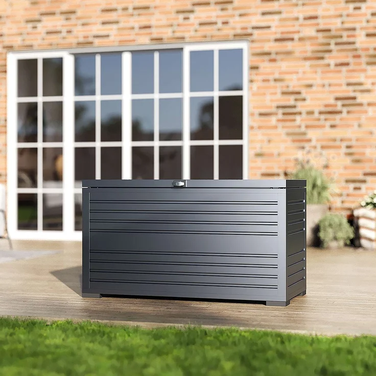 Weide Gartenbox | 100% Aluminium | Aufbewahrungsbox 284 L | Outdoor Box mit Deckel | 100 x 64 x 46 cm – Bild 7