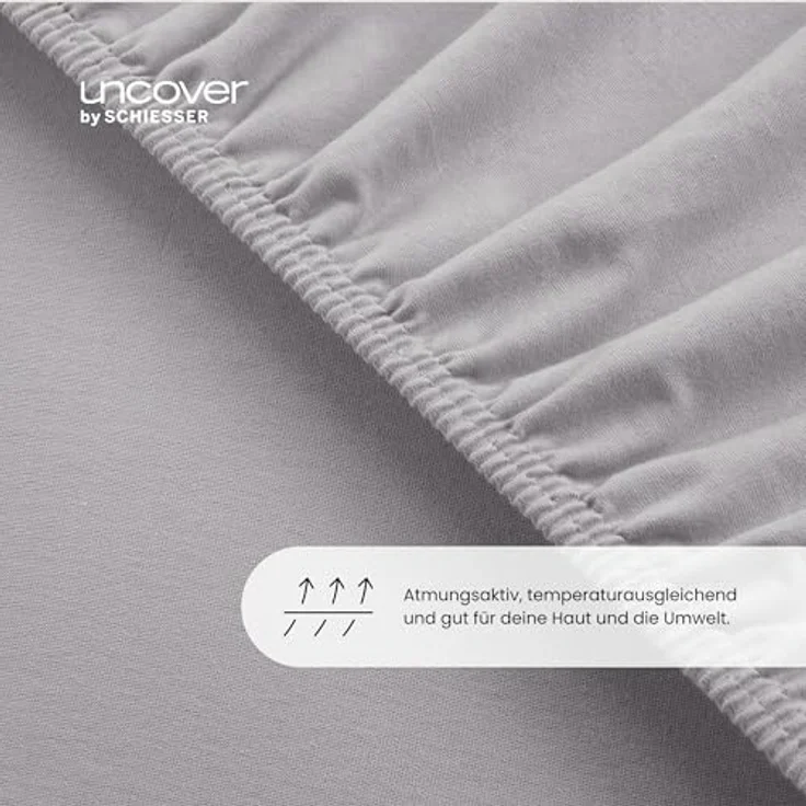 Uncover by Schiesser Spannbettlaken New Jersey - Edeljersey - 180 x 200 cm - Hellgrau – Bild 5
