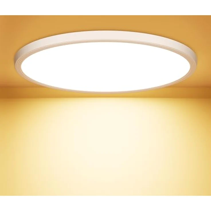 OUILA LED Deckenleuchte Flach Rund - Ø22CM Deckenlampe LED 18W 1600LM 3000K Warmweiß IP44 Wasserdicht Badezimmer Lampe, Badlampe Decke für Bad Küche Flur Schlafzimmer Keller – Bild 2