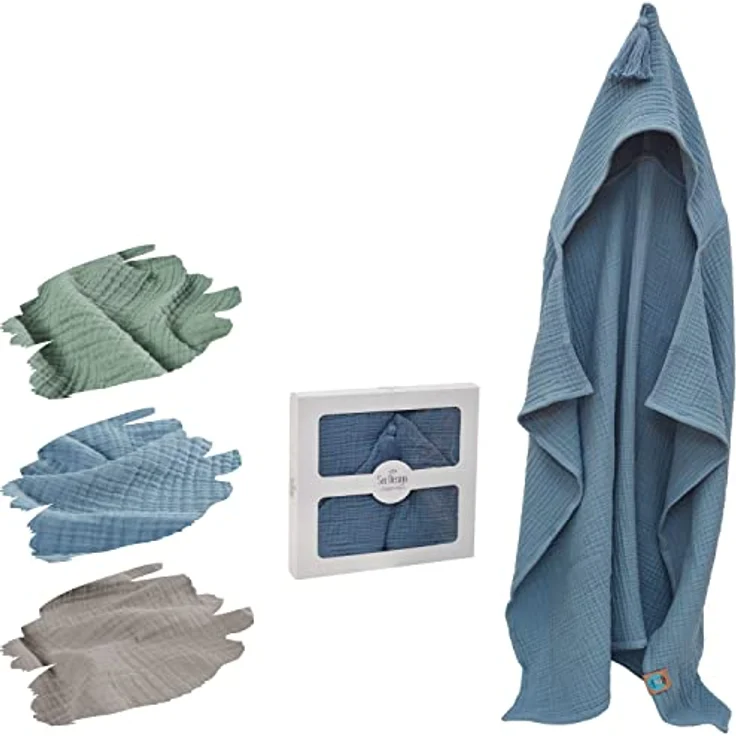 SEI Design Kapuzenhandtuch BIO Baby-Badeponcho 75x100 cm, Musselin (1-St), Musselin 4-lagig - 100% BIO Baumwolle – Bild 2