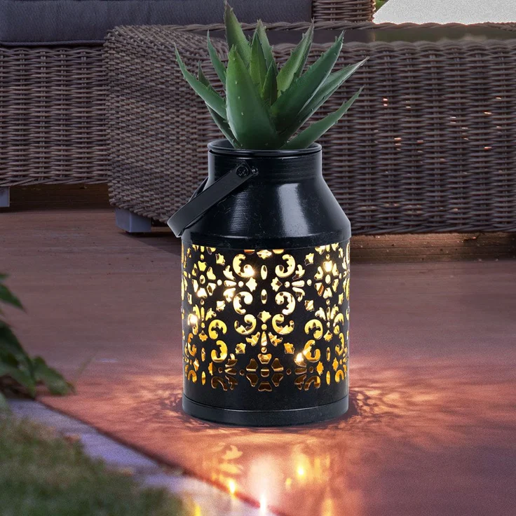 2x LED Solarleuchte, schwarz, Pflanzgefäß, H 16 cm – Bild 5