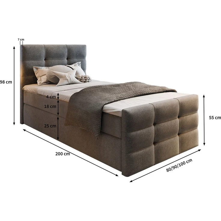 Masseno Boxbett AMON 90x200 cm mit Bonell Matratze und Topper – Bild 2