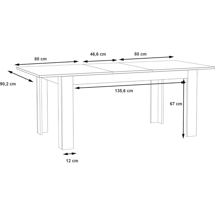 Forte Savona moderner Esstisch 160, ausziehbar, Esszimmer, Wohnzimmertisch, Holzwerkstoff, Edeleiche Holzdekor, 160 cm breit x 78,2 cm hoch x 90 cm tief – Bild 7
