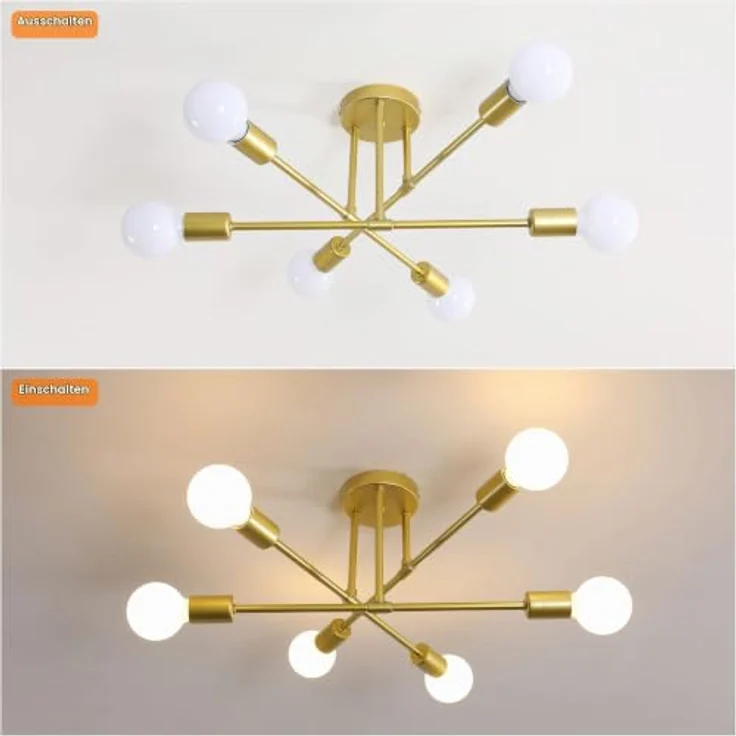 Comely Vintage DecKenlampe, 6 Flammig SputniK Kronleuchter Pendelleuchte – Bild 8