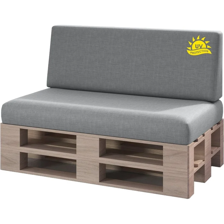 sunnypillow Palettenkissen mit abnehmbarem Bezug UV - beständig Outdoor/Indoor Kaltschaum Palettenauflage Palettenpolster Palettensofa Sitzkissen Rückenlehne 2er Set 120x80 Grau – Bild 5