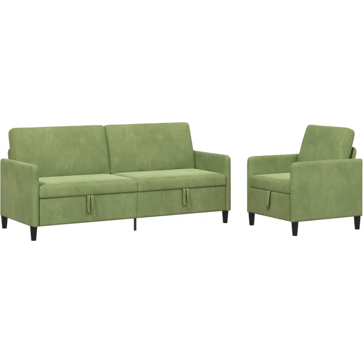 vidaXL Sofa Set mit Stauraum 2 stk. Hellgrün Polyester 3429249 – Bild 2