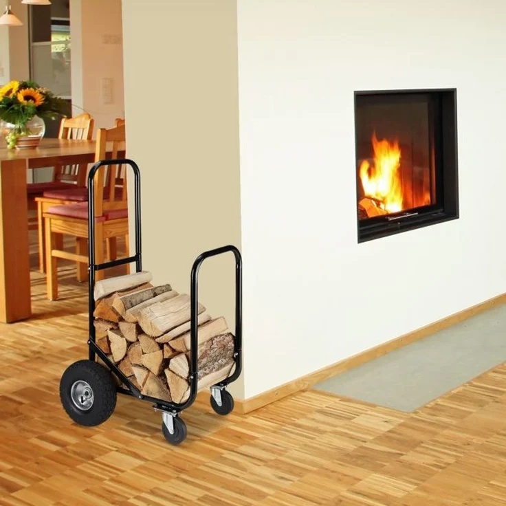 Relaxdays Kaminholzwagen mit Reifen und Rollen – Bild 5
