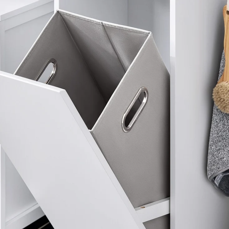 SoBuy BZR159-W Wäscheschrank, MDF, Lackiert, Weiß, 35 x 90 x 27 cm – Bild 5