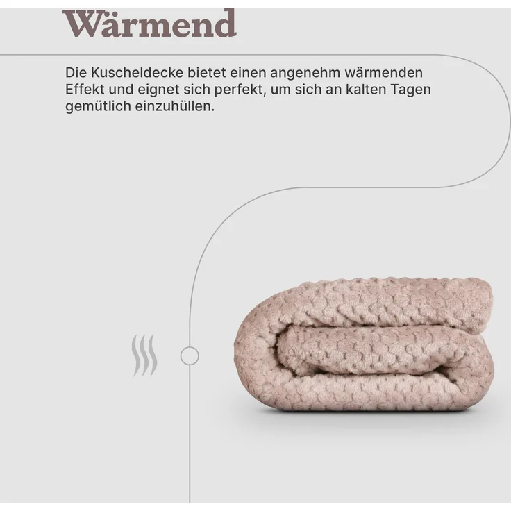 Kuscheldecke "Popcorn" Cashmere Soft-Touch Sandgrau 150x200 cm – Bild 4