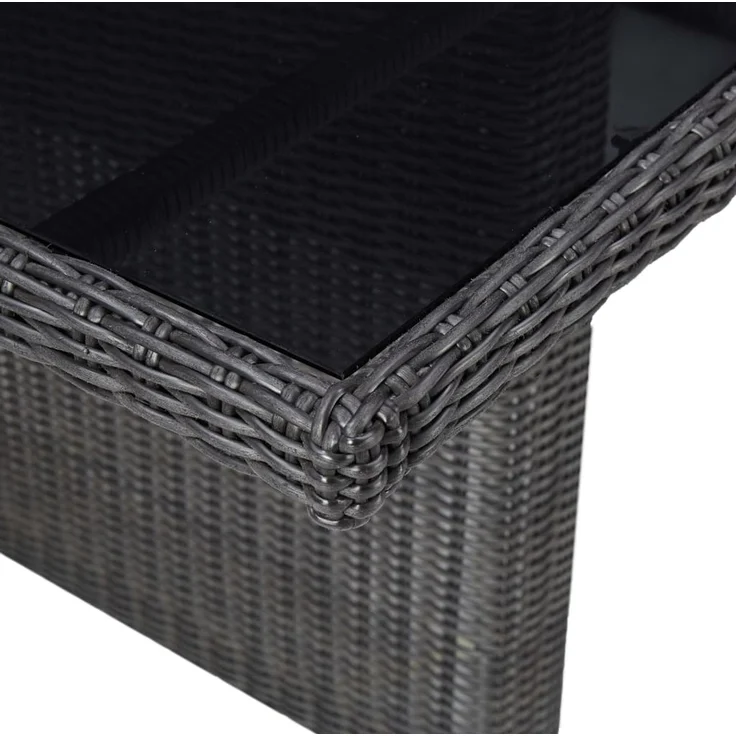 Gartentisch, Esstisch, Küchentisch Schwarz 200 x 100 x 74 cm Glas und Poly Rattan – Bild 4
