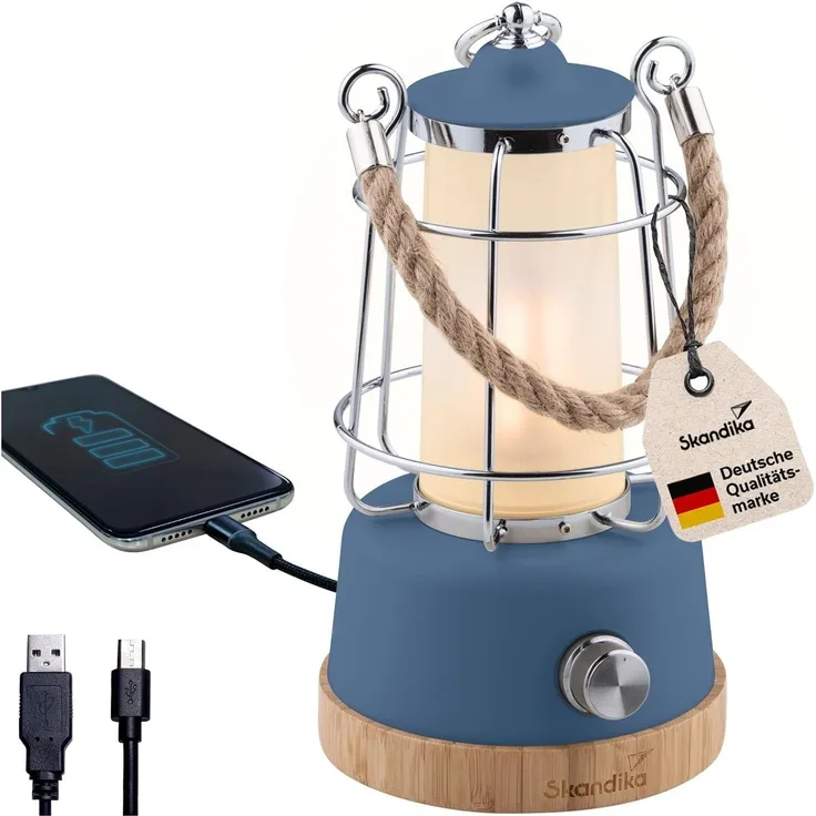 Skandika LED Gartenleuchte, Retro Outdoor Lampe, stufenlos dimmbar, kabellos, 75h Leuchtzeit, Akku