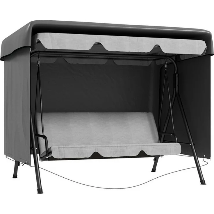 Outsunny Gartenmöbel-Schutzhülle mit Reißverschluss (Hollywoodschaukel Abdeckung, 1-St, Abdeckplane), für Gartenmöbel, Hängesessel, 215 x 155 x 150 cm Dunkelgrau – Bild 4