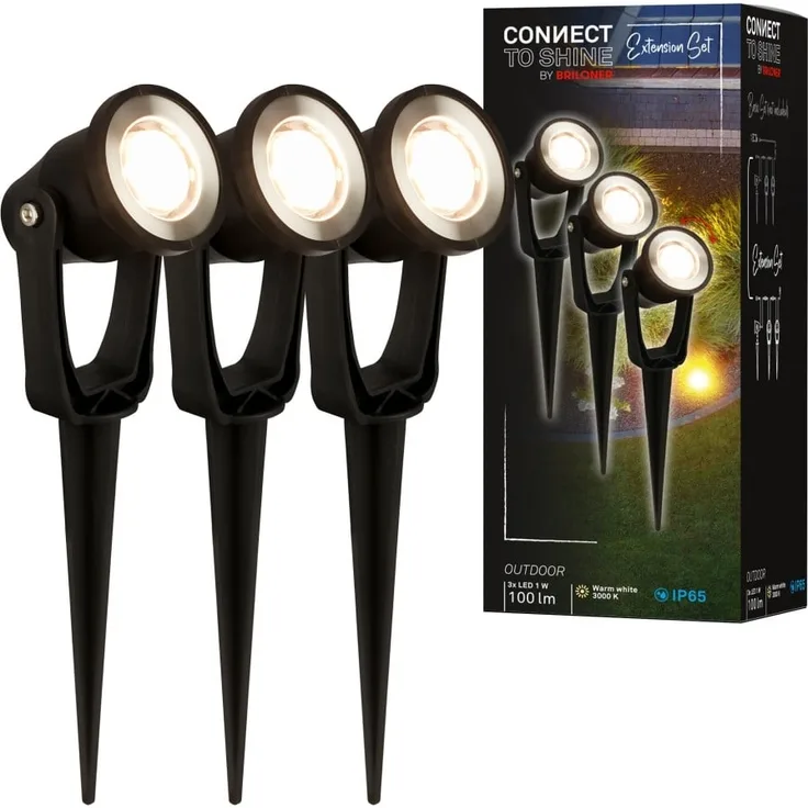 Briloner LED Wegeleuchte Lilis Connect to Shine 3er Erweiterungsset 3x1W warmweiß
