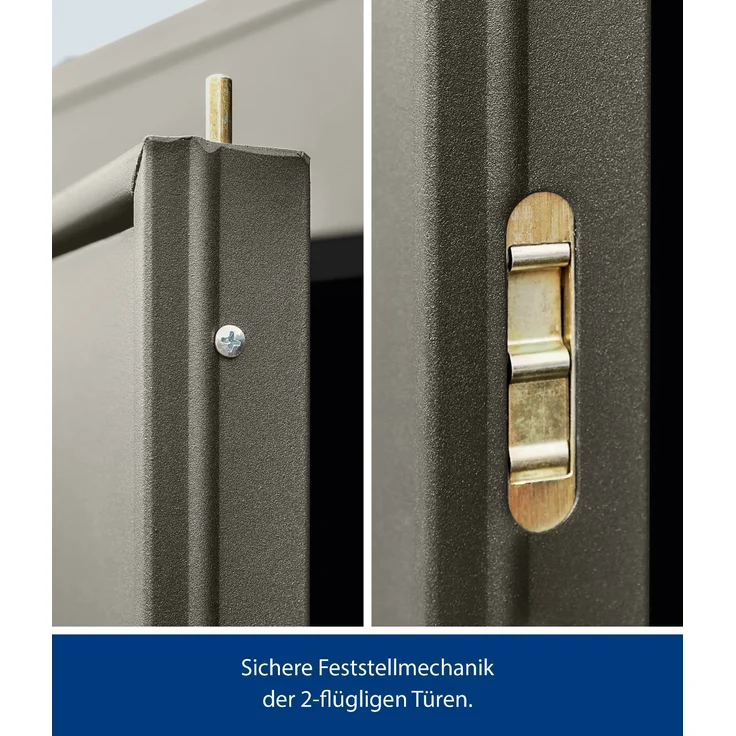 Hörmann Metall-Gerätehaus Berry Modern mit Satteldach Typ 2, 259 x 248 cm, quarzgrau, 6,4 m²,2-flüglige Tür – Bild 2