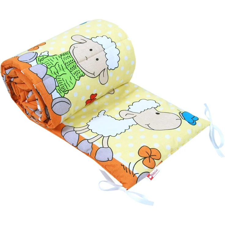 BabyLux Bettnestchen BABYLUX Bettumrandung NESTCHEN Bettnestchen 210x30 cm Babybett, 4. Orange Schaf Nestchen – Bild 2