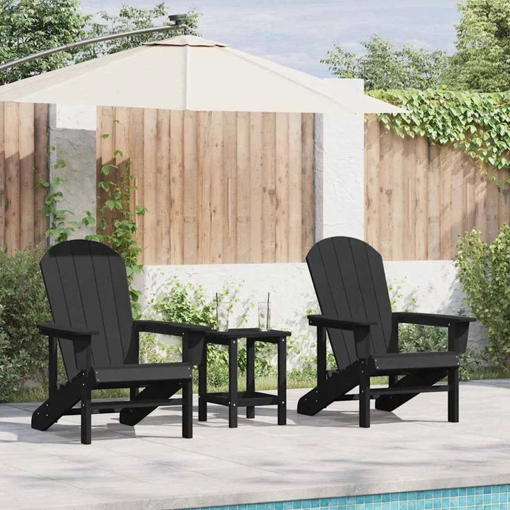 2er Set Gartenstuhl, Balkonstuhl Schwarz 82 x 74 x 92 cm Polyethylen – Bild 1