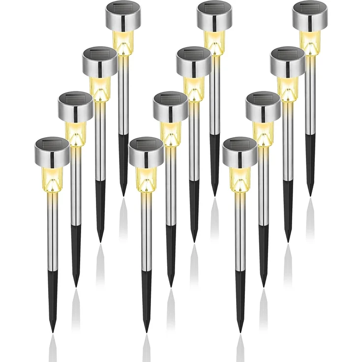 GIGALUMI Solarlampen für außen, Solarleuchten für Garten, 12 Stück, wasserdichte Solar Gartenleuchten für außen Garten, Balkon, Terrasse, Rasen, Wege (Warmweiß) – Bild 1