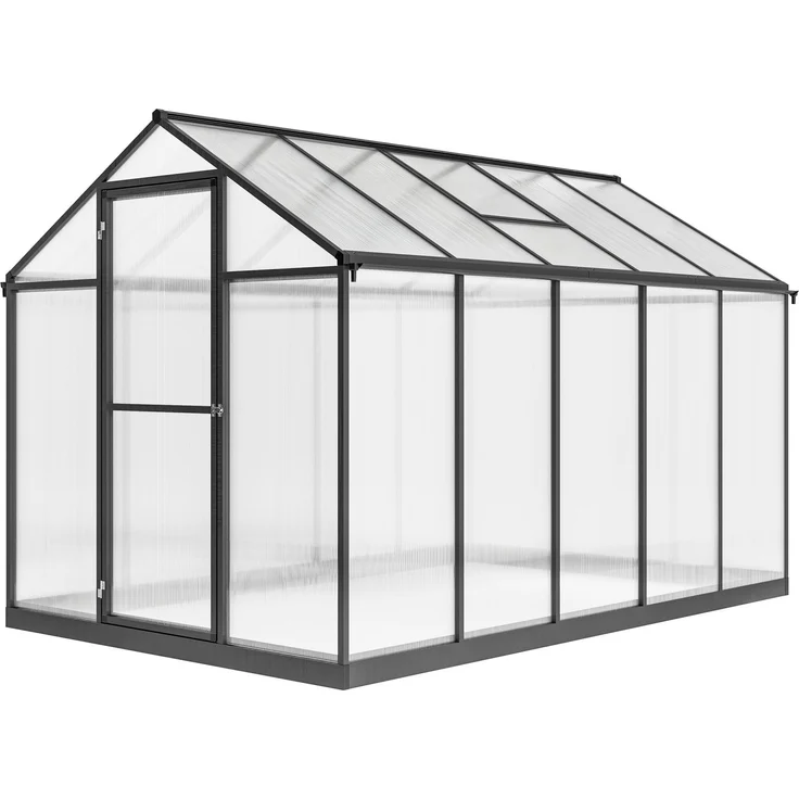 Wohnora-Gewächshaus aus Aluminium und Polycarbonat mit verstellbaren Dachfenstern, 303 x 183 x 195 cm, transparent,H 1950cm x T 1400cm x B 1830cm – Bild 3