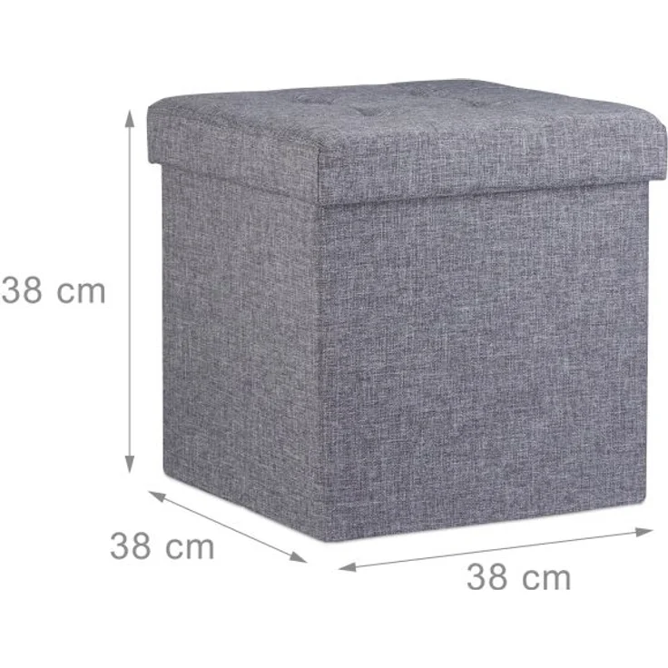 Faltbarer Sitzhocker mit Stauraum Leinen – Bild 4