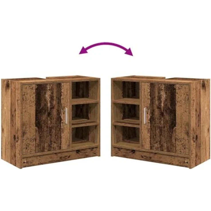 vidaXL Badezimmerschrank mit Tür Altholz 63 x 29 x 55 cm Holzwerkstoff 869212 – Bild 5
