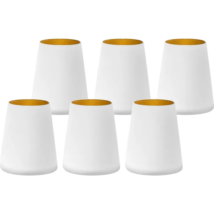Stölzle Lausitz POWER Becher 380 ml weiß-gold 6er Set