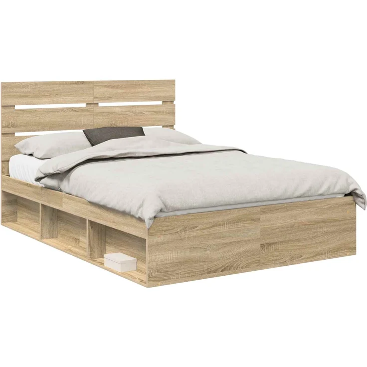 vidaXL Bettrahmen Sonoma 140 x 200 cm Massives Kiefernholz 3411738 – Bild 1