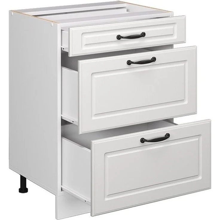 Küchenunterschrank R-Line Weiß Landhaus 60 cm mit Schubladen, ohne Arbeitsplatte Vicco – Bild 3