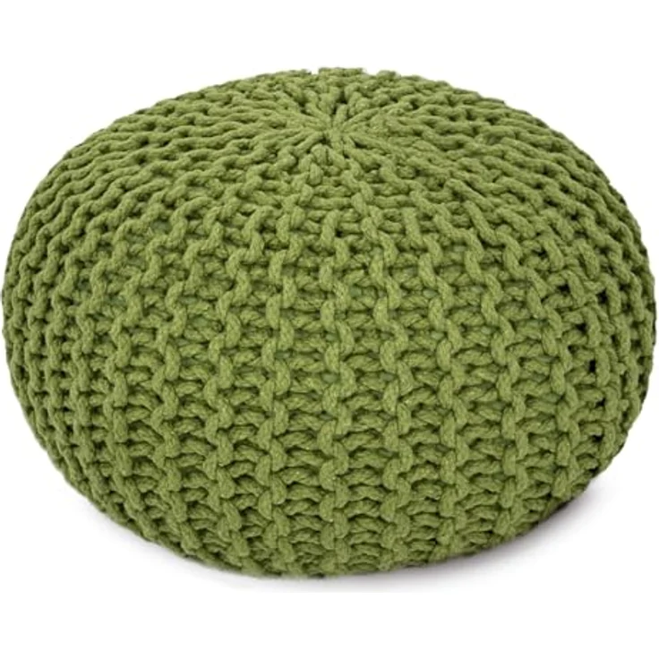 Amagohome Sitzhocker, Pouf, XXL Baumwolle, Grün, ø 45 cm – Bild 2