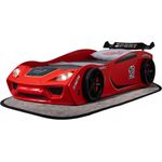 Autobett VENTO Kinderbett 90x200 cm Rennwagen-Bett inkl Lattenrost, Spoiler, LED-Licht, Farbe Rot