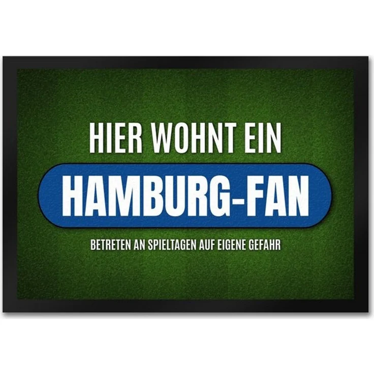 speecheese Fußmatte Hier wohnt ein Hamburg Fan Fußmatte mit Rasen Motiv Fußball Stadion – Bild 2