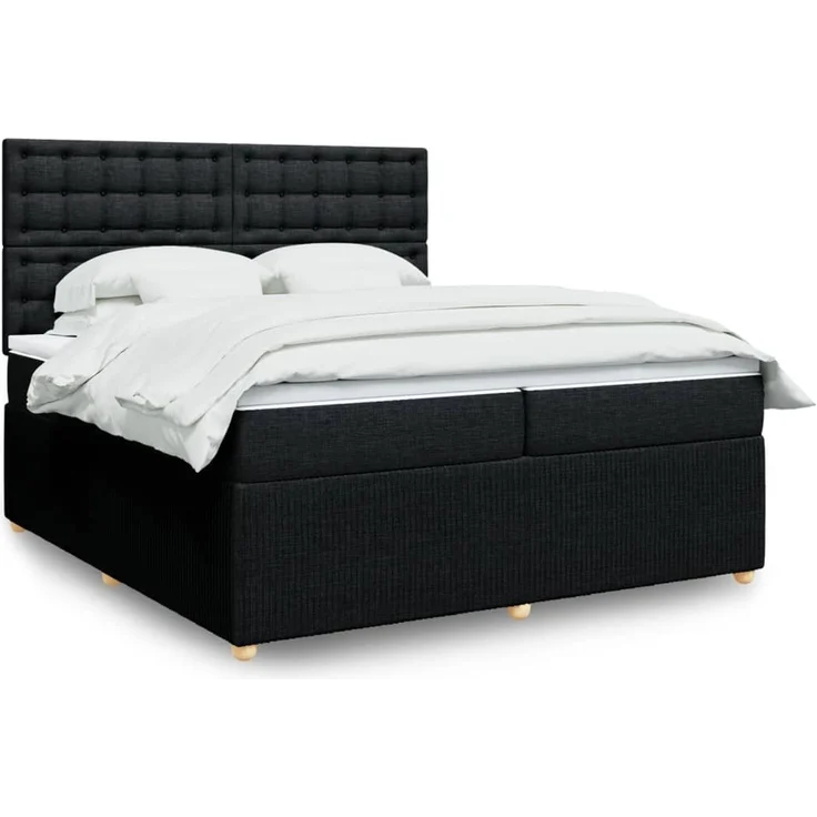 vidaXL Boxspringbett mit Matratze Schwarz 200x200 cm Stoff 3294479 – Bild 1