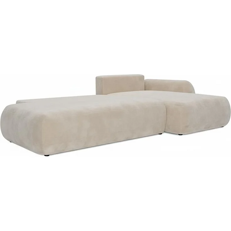 Wohnero24 Ecksofa FIRELLI Rechts 300×190 cm – Modernes Schlafsofa mit Bettkasten – Weicher Velours Stoff Creme – Schlaffläche 225×140 cm – Bild 4