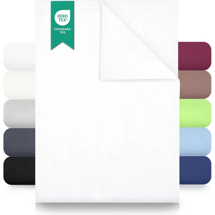 GREEN MARK Textilien Klassische Bettlaken – Flaches Laken aus 100% Baumwolle, ohne Gummi, hautfreundlich, pflegeleicht, bei hohen Temperaturen waschbar - Weiß - 140x200 cm