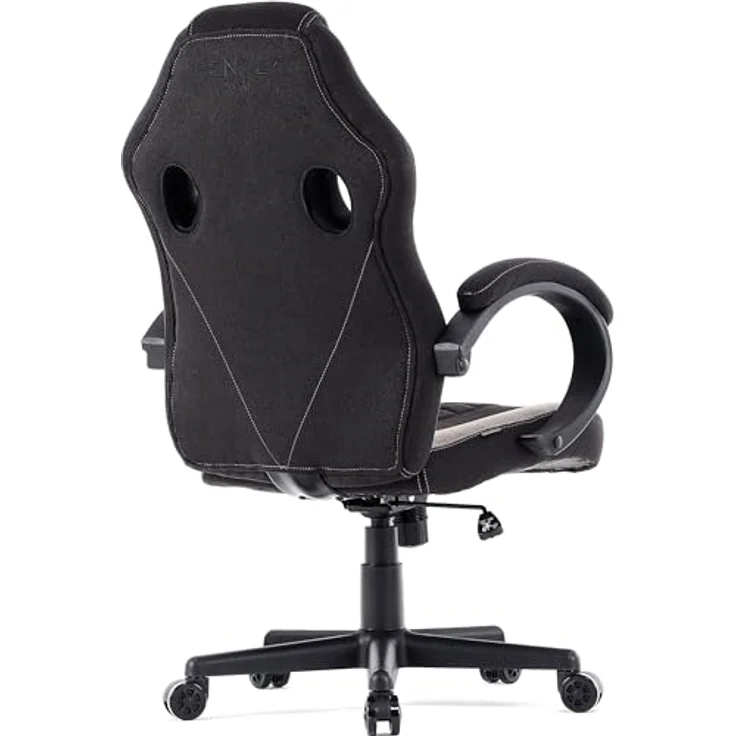 SENSE7 Gaming Stuhl Prism, ergonomischer Gaming Sessel, Gaming Chair mit Wippfunktion, Gepolsterte Armlehnen, Stoff Bürostuhl bis 120kg, PC Stuhl Schwarz-Grau – Bild 6