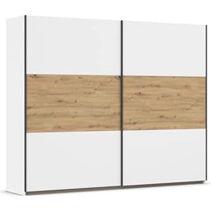 Rauch Möbel Neo, Schwebetürenschrank, Kleiderschrank, Kleiderschränke, Garderobe, Schrank mit Stauraum, 2-türig, Farbe Weiß/Eiche Artisan, 261 x 210 x 59 cm – Bild 2