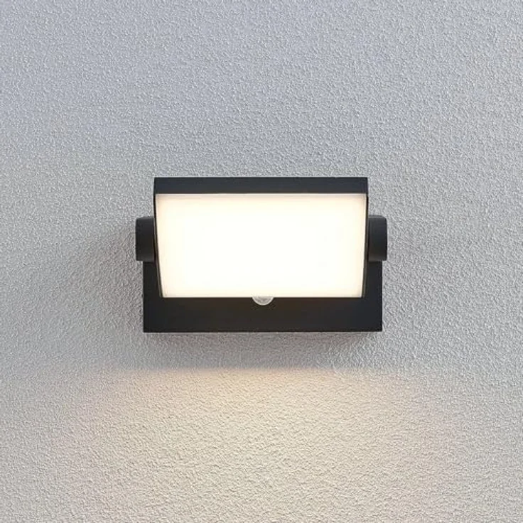 Lindby LED Wandleuchte außen, 340° schwenkbar mit Bewegungsmelder, spritzwassergeschützt IP54, 10,5W, Dunkelgrau – Bild 5